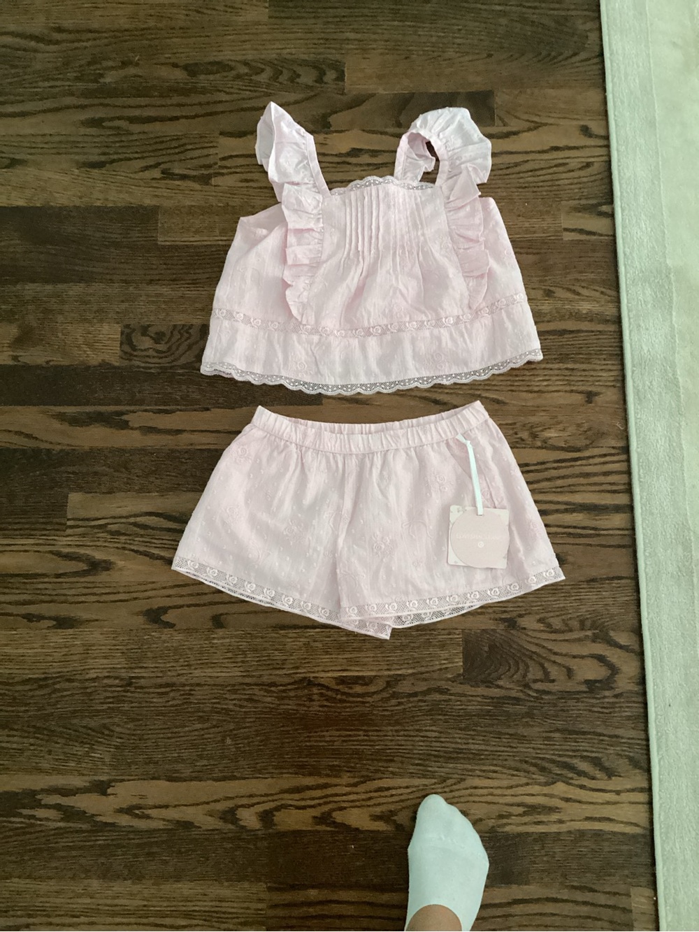 LoveShackFancy Light Pink Ruffle Tank & Short Set - Picture 2 of 4